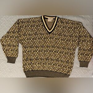 Pronto Uomo V-Neck Sweater - Brown and Yellow